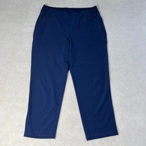 Chico's Zenergy Womens Crop Pants Size 0.5 (6) Blue Zip Pockets Travel Mid Rise